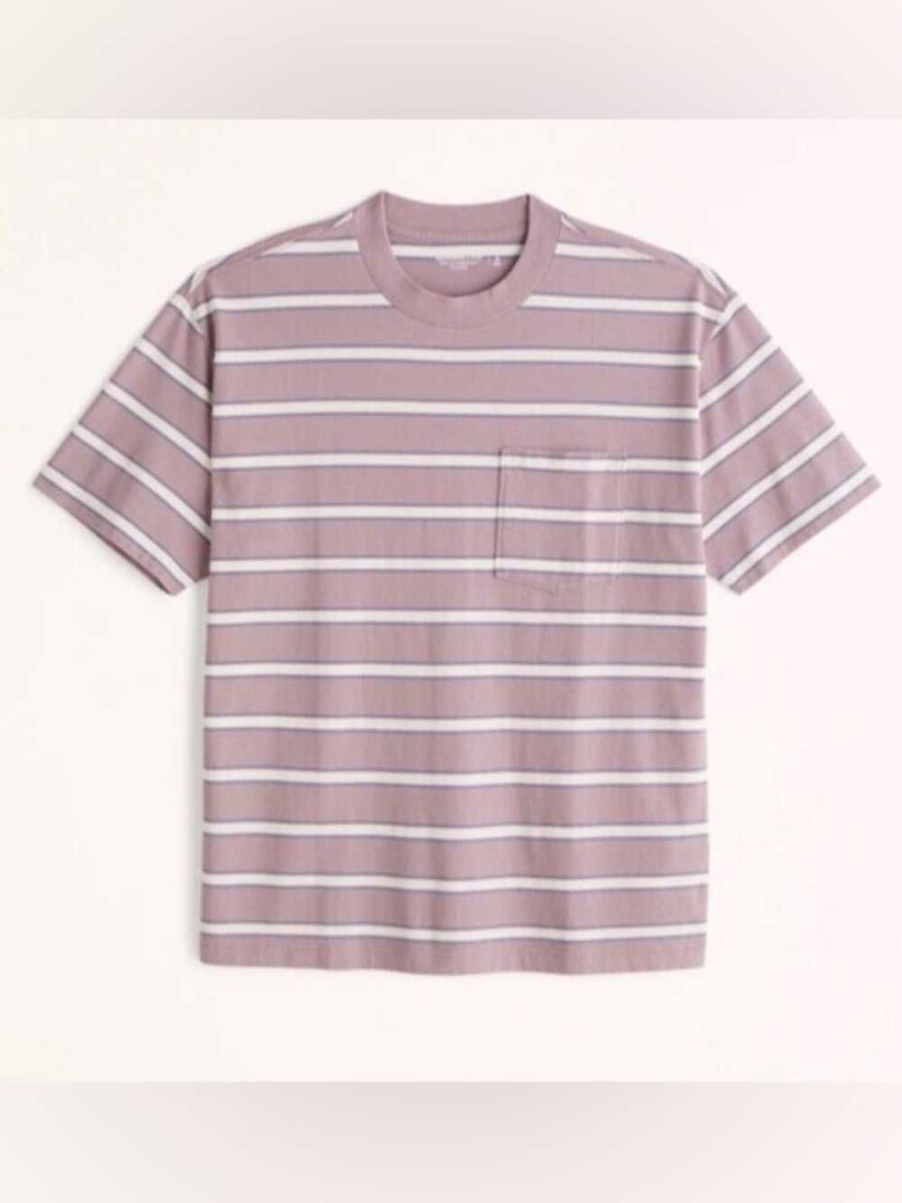 Men’s Abercrombie & Fitch Mauve Striped Crew Pocket Tee Oversized Size Medium